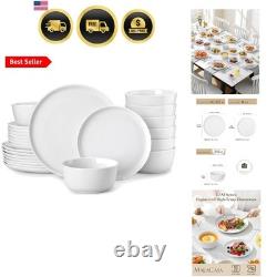 24 Pieces Gourmet Porcelain Dinnerware Sets, Plates and Bowls Set, High-Fire