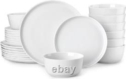 24 Pieces Gourmet Porcelain Dinnerware Sets, Plates and Bowls Set, High-Fire