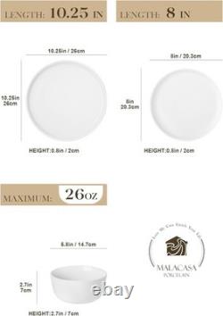 24 Pieces Gourmet Porcelain Dinnerware Sets, Plates and Bowls Set, High-Fire