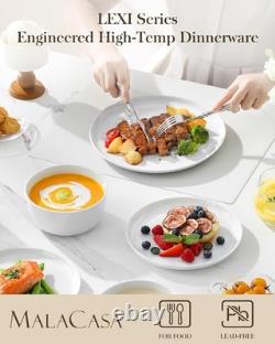 24 Pieces Gourmet Porcelain Dinnerware Sets, Plates and Bowls Set, High-Fire