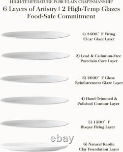 24 Pieces Gourmet Porcelain Dinnerware Sets, Plates and Bowls Set, High-Fire
