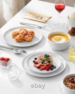 24 Pieces Gourmet Porcelain Dinnerware Sets, Plates and Bowls Set, High-Fire
