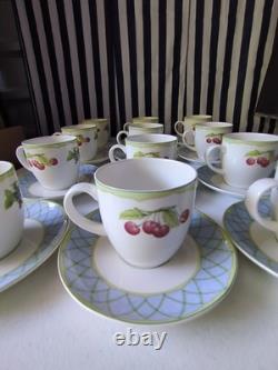 24 Pieces Mikasa Fruit Rapture Dinnerware (12 Cups and 12 Saucers) Exquisite