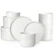 24 Pieces Porcelain Dinnerware Set, Modern White Dish Set for 8, Premium Serv