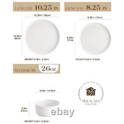 24 Pieces Porcelain Dinnerware Set, Modern White Dish Set for 8, Premium Serv