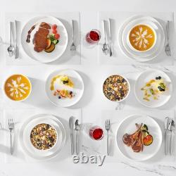 24 Pieces Porcelain Dinnerware Set, Modern White Dish Set for 8, Premium Serv
