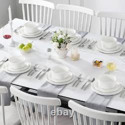 24 Pieces Porcelain Dinnerware Set, Modern White Dish Set for 8, Premium Serv