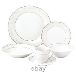 24 Pieces Porcelain Dinnerware Set Service for 4 People Atara, 24 Piece, Wavy