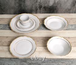 24 Pieces Porcelain Dinnerware Set Service for 4 People Gold Wavy, Gloria