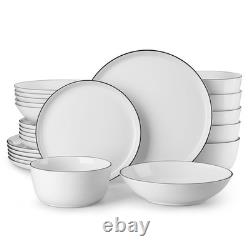 24 Pieces Porcelain Dinnerware Sets, Premium Plates and Bowls Set, High-Fired