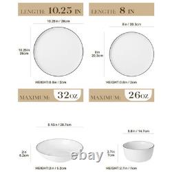 24 Pieces Porcelain Dinnerware Sets, Premium Plates and Bowls Set, High-Fired