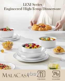 24 Pieces Porcelain Dinnerware Sets, Premium Plates and Bowls Set, High-Fired