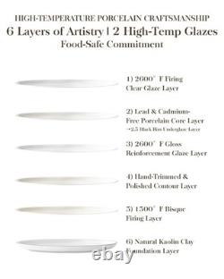 24 Pieces Porcelain Dinnerware Sets, Premium Plates and Bowls Set, High-Fired
