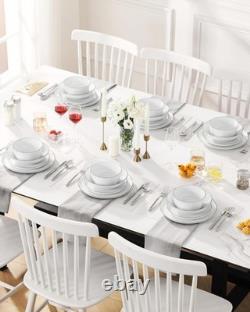 24 Pieces Porcelain Dinnerware Sets, Premium Plates and Bowls Set, High-Fired