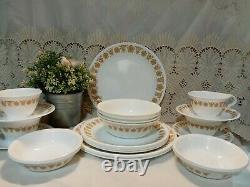 24-pc Vintage CORELLE BUTTERFLY GOLD Dinnerware Set plate bowl cup saucer