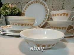 24-pc Vintage CORELLE BUTTERFLY GOLD Dinnerware Set plate bowl cup saucer