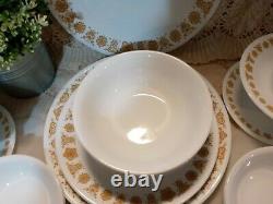 24-pc Vintage CORELLE BUTTERFLY GOLD Dinnerware Set plate bowl cup saucer