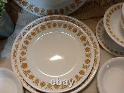 24-pc Vintage CORELLE BUTTERFLY GOLD Dinnerware Set plate bowl cup saucer