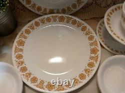 24-pc Vintage CORELLE BUTTERFLY GOLD Dinnerware Set plate bowl cup saucer