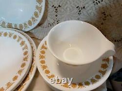 24-pc Vintage CORELLE BUTTERFLY GOLD Dinnerware Set plate bowl cup saucer