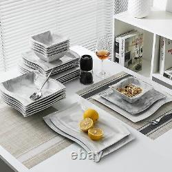 26 Pcs Dinnerware Set Kitchen Nordic Style Marble Porcelain Bowl Plate Dessert