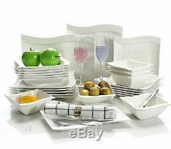 26Pcs Waves Porcelain Crockery Ceramic Dinnerware Dinning Dinner Set Service Set