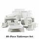 30 60 Pieces White Stoneware Ceramic Dinnerware Set for 6 or 12 SKU 70004