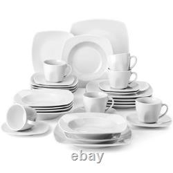 30/60pcs Porcelain Dinner Tableware Set Dinner Soup Dessert Plates Cups, Saucers
