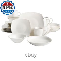 30-Piece Dinnerware Set, White Dinning Kitchen Home Dinner Service Set