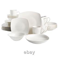 30-Piece Dinnerware Set, White Dinning Kitchen Home Dinner Service Set