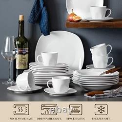 30-Piece Grey & White Porcelain Dinnerware Set for 6 Square Ceramic Plates, Bo