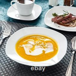30-Piece Grey & White Porcelain Dinnerware Set for 6 Square Ceramic Plates, Bo