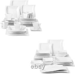 30-Piece Ivory White Dinnerware Set Elegant FLORA Series Plates & Bowls 30-Piece Ivory White Dinnerware Set Elegant FLORA Series Plates & Bowls