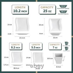 30-Piece Ivory White Dinnerware Set Elegant FLORA Series Plates & Bowls