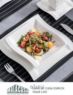 30-Piece Ivory White Dinnerware Set Elegant FLORA Series Plates & Bowls