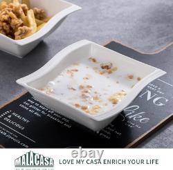 30-Piece Ivory White Dinnerware Set Elegant FLORA Series Plates & Bowls