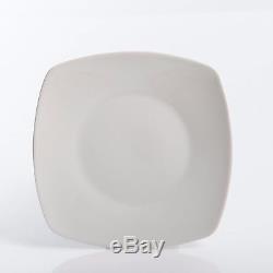 30-Piece Porcelain Dinnerware Set Square Dinner Plates Dish Service For 6 White