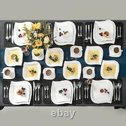 30 Piece White Luxury Ceramic Porcelain Dinner Plates Bowls Cups Dinnerware Set