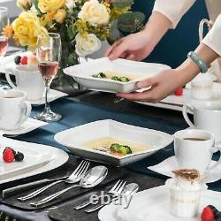 30 Piece White Luxury Ceramic Porcelain Dinner Plates Bowls Cups Dinnerware Set