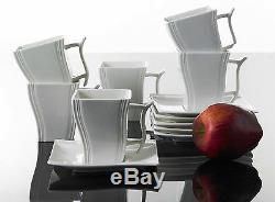 30PC Complete Dinner Set Square Plates Cup Ceramic Dinnerware Kitchen Dining Set
