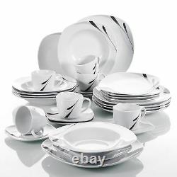 30pcs Dinner Set Porcelain Crockery Dining Service for 6 Plates Bowls Dinnerware