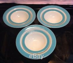 31 P/O Vintage 1950s Pyrex White & Aqua Milk Glass Assorted Dinnerware Pieces