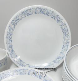 31 Pcs Corelle SEA AND SAND Blue & Tan Floral Dinnerware Set Service for 8 -1