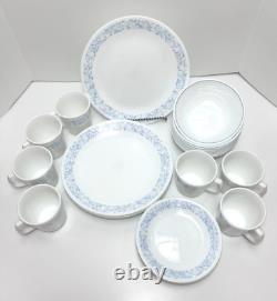 31 Pcs Corelle SEA AND SAND Blue & Tan Floral Dinnerware Set Service for 8 -1