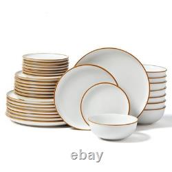 32 PCS Dinnerware Set Ceramic Plates and Bowls Sets Service for 8 White