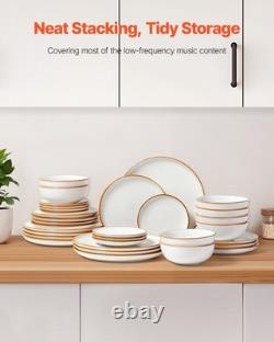 32 PCS Dinnerware Set Ceramic Plates and Bowls Sets Service for 8 White