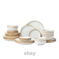 32 PCS Dinnerware Set Ceramic Plates and Bowls Sets Service for 8 White