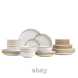 32 PCS Dinnerware Set Ceramic Plates and Bowls Sets Service for 8 White