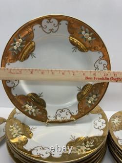 32 Pc Vintage Royal Carlton Dinnerware Set Handpainted White Porcelain w Gold