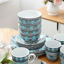 32 Piece 8 Person Luxury Ceramic Porcelain Dinner Plates Bowl Mug Dinnerware Set